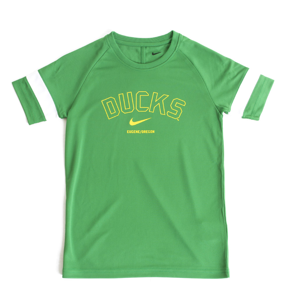 Arched Ducks, Nike, Green, Crew Neck, Kids, Youth, Eugene/Oregon, Stripe Sleeve, 541350